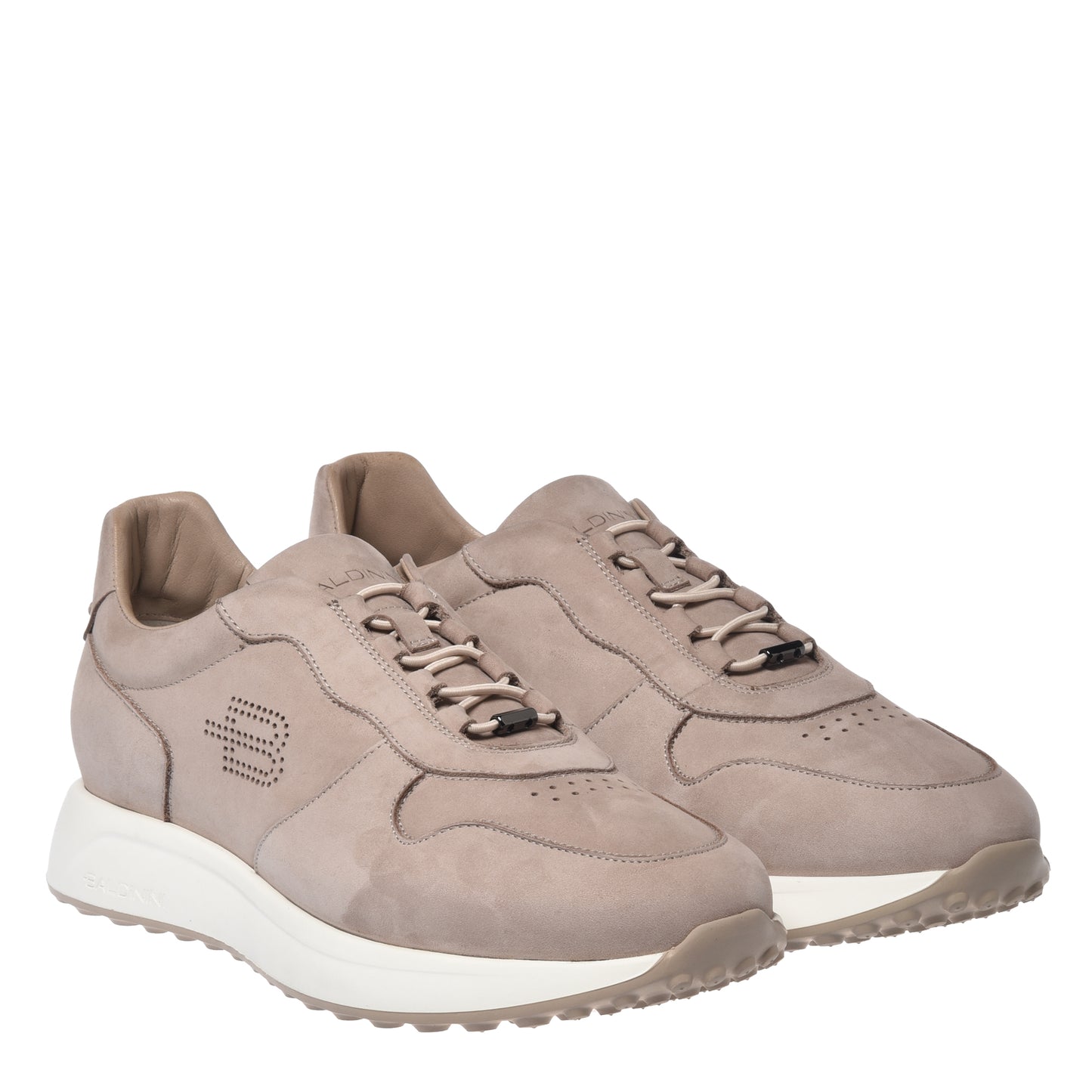 BALDININI - Sneakers din piele intoarsa, cu siret, gri-bej.