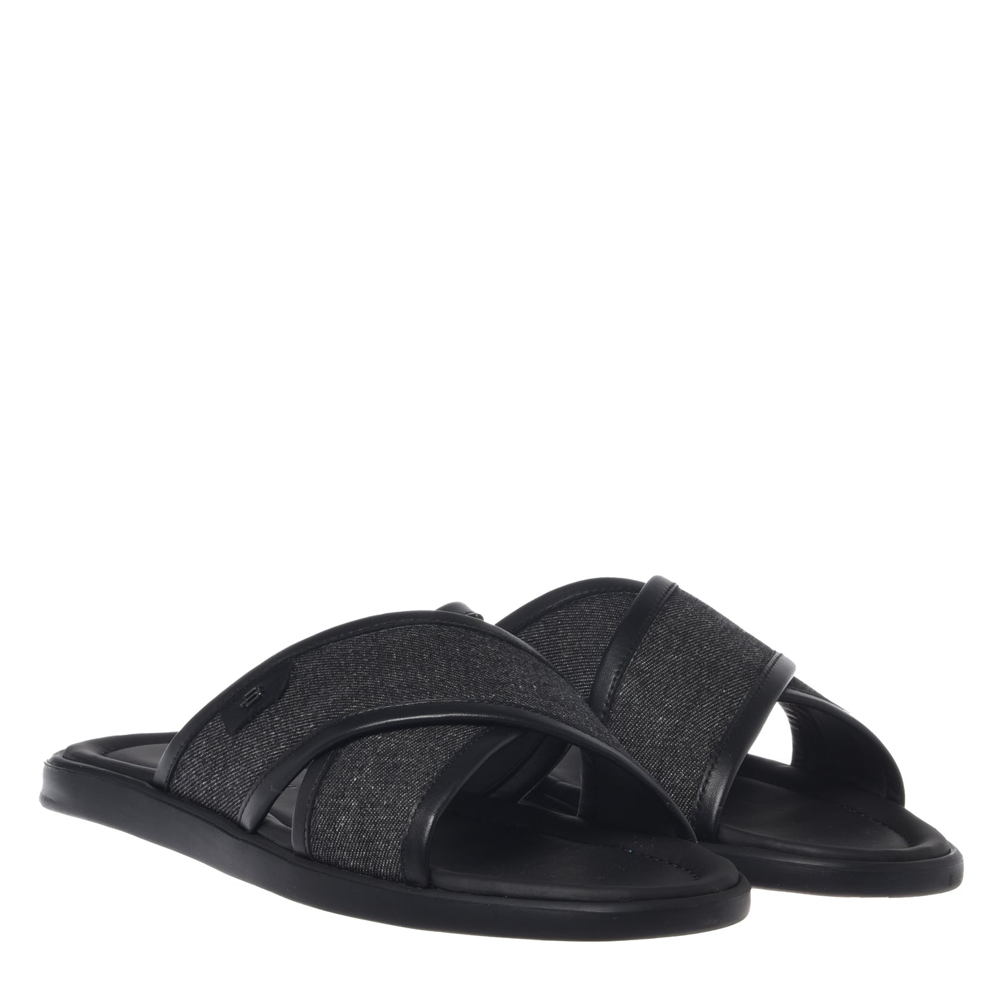 BALDININI - Papuci din panza cu detalii din piele, negru.