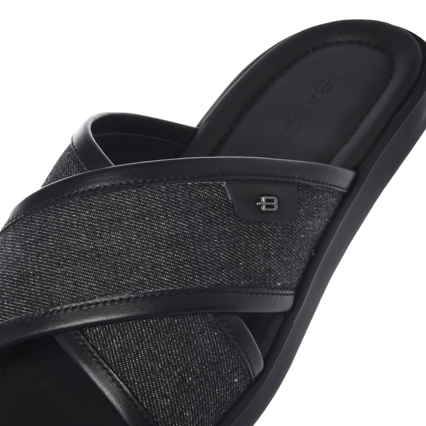 BALDININI - Papuci din panza cu detalii din piele, negru.
