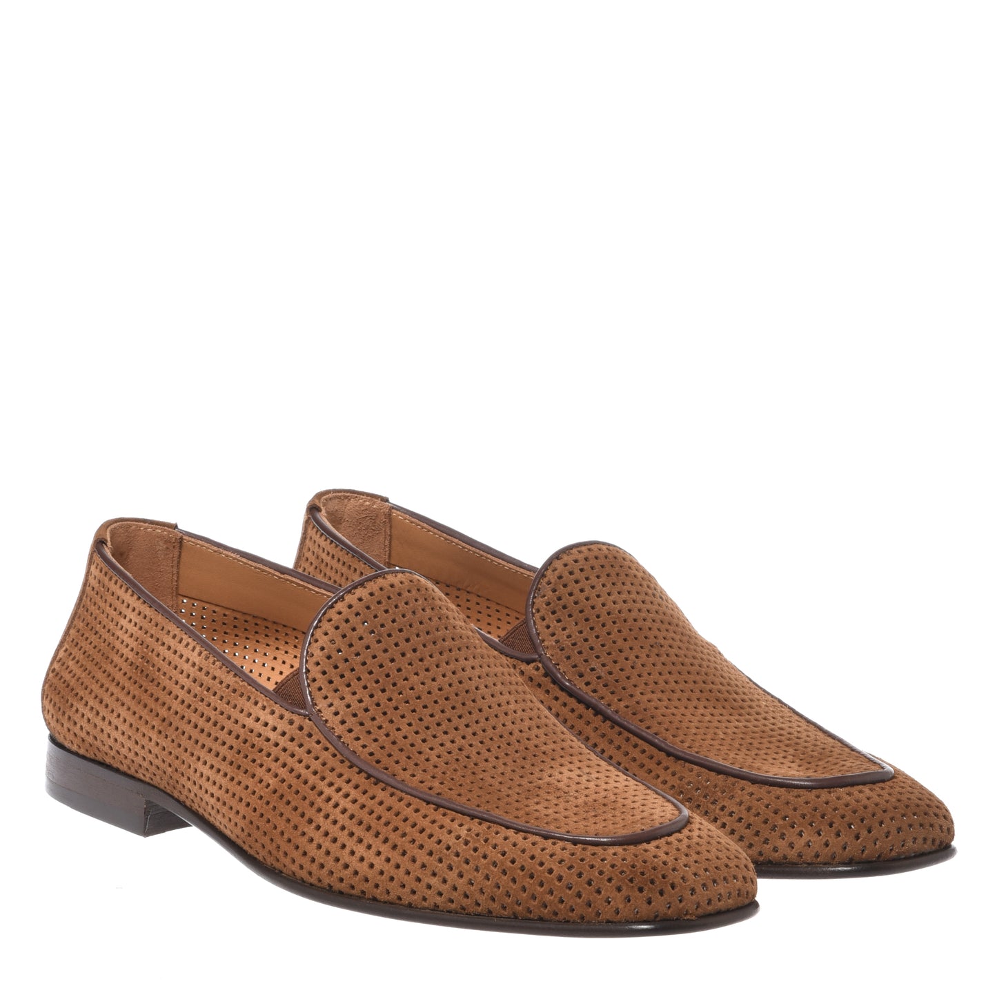BALDININI - Loafers din piele intoarsa, maro inchis, cu talpa de piele si cauciuc la culoare.