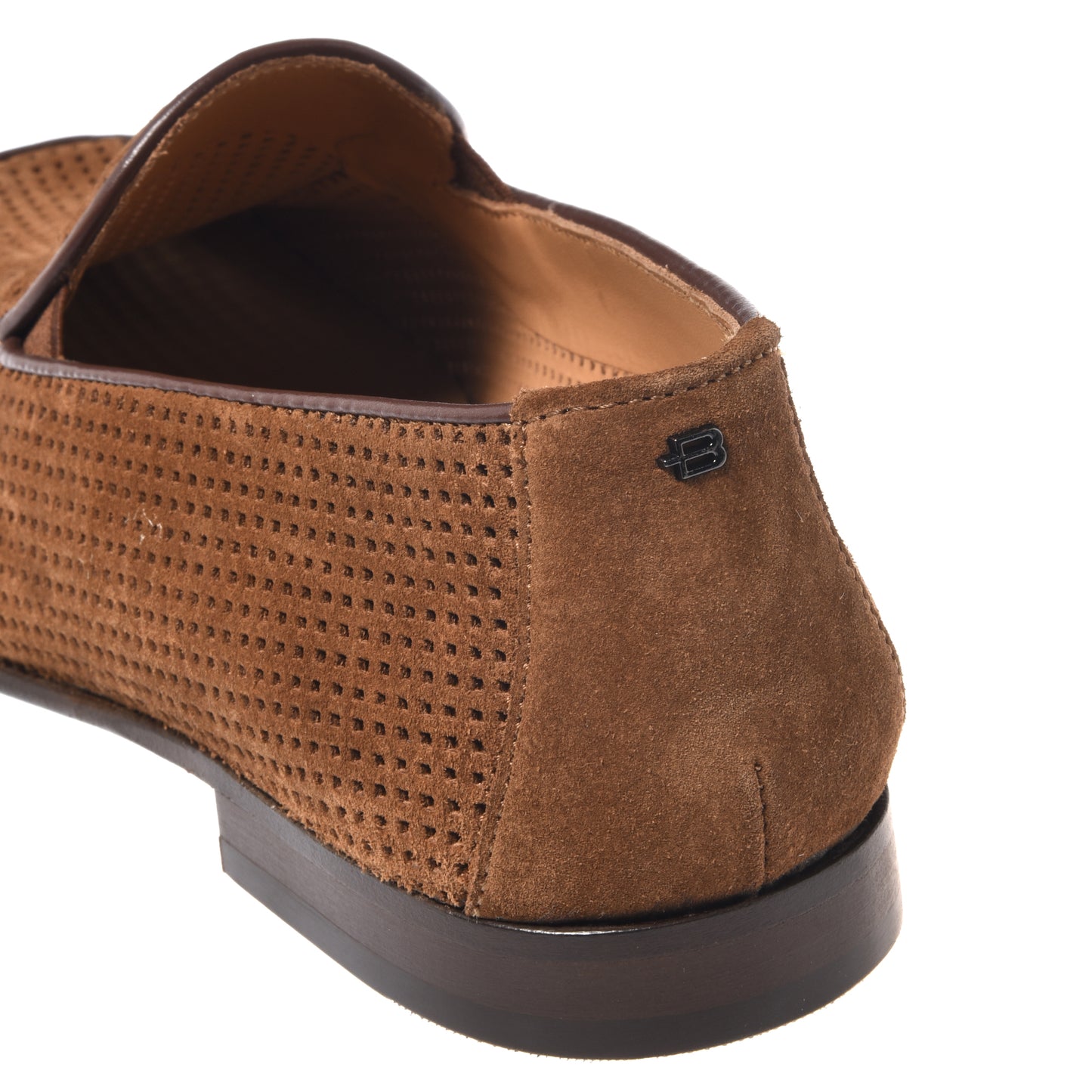 BALDININI - Loafers din piele intoarsa, maro inchis, cu talpa de piele si cauciuc la culoare.