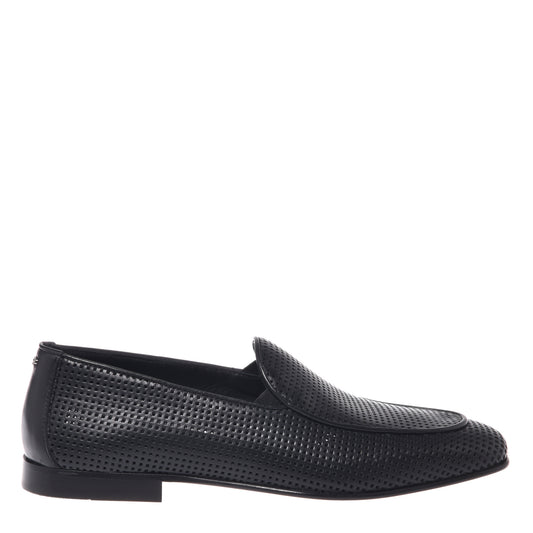 BALDININI - Loafers din piele, model cu perforatii, negru.