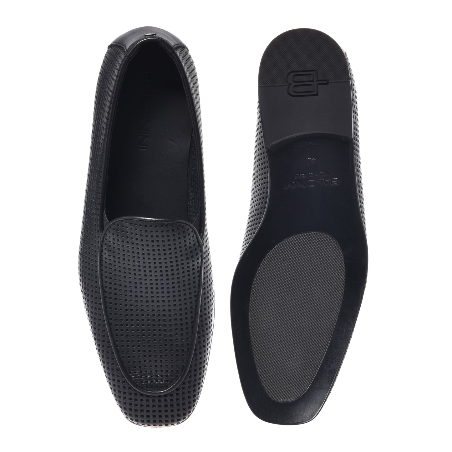 BALDININI - Loafers din piele, model cu perforatii, negru.