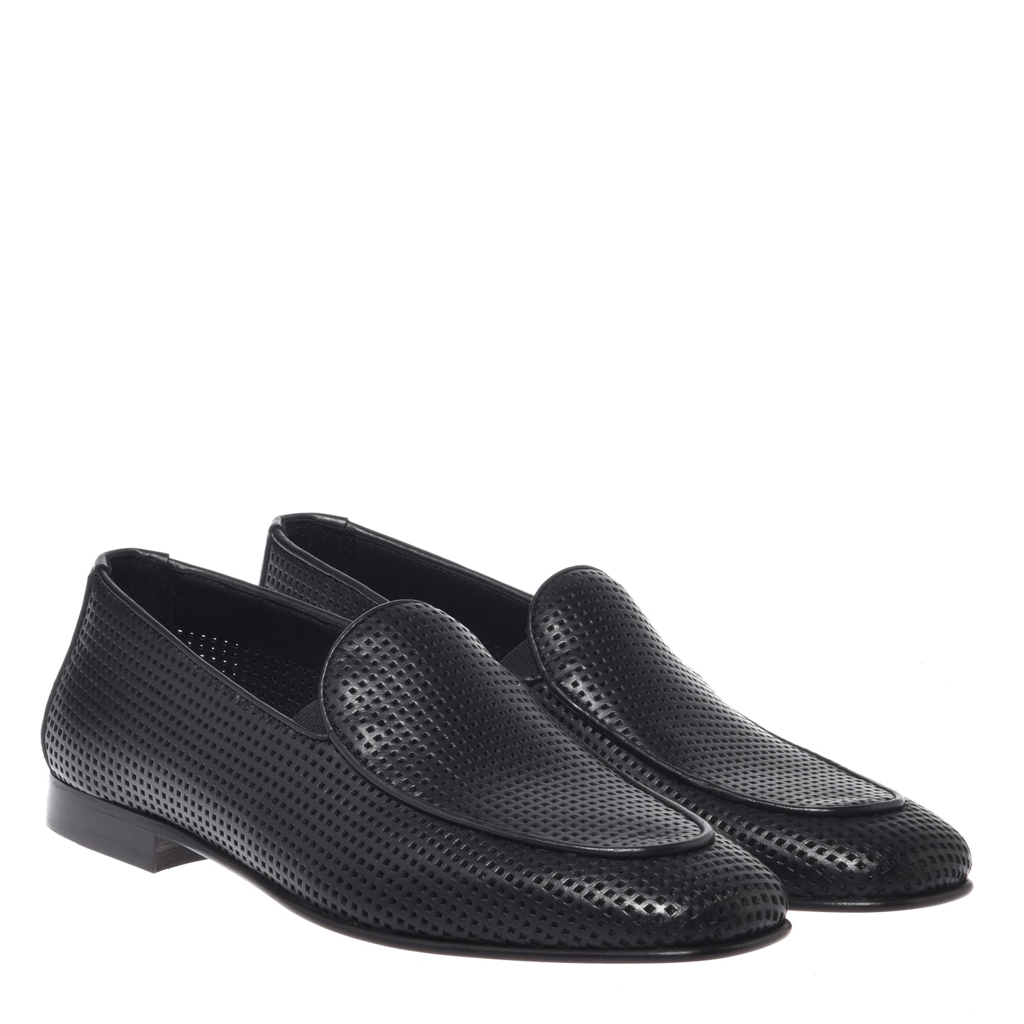 BALDININI - Loafers din piele, model cu perforatii, negru.