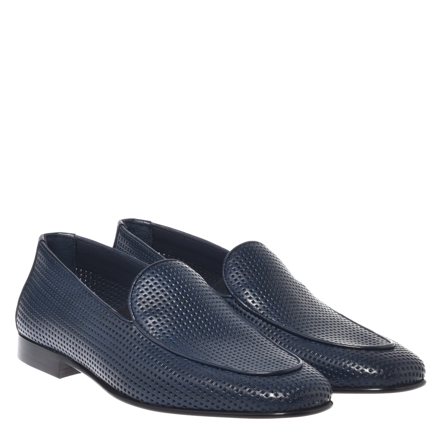BALDININI - Loafers din piele, model cu perforatii, bleu-oceano.