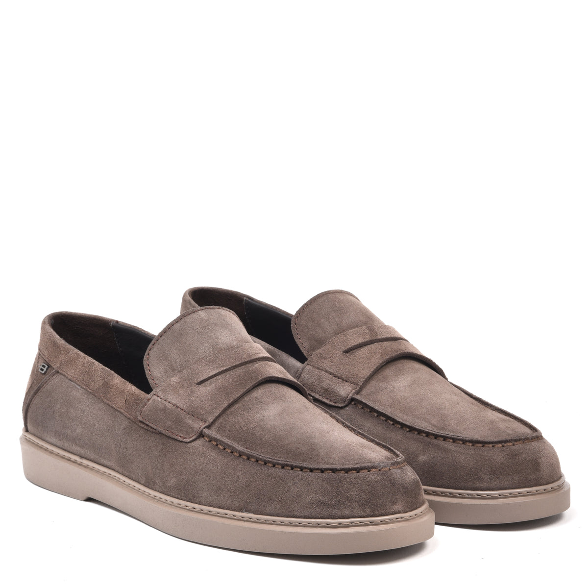 BALDININI - Loafers din piele intoarsa, gri.