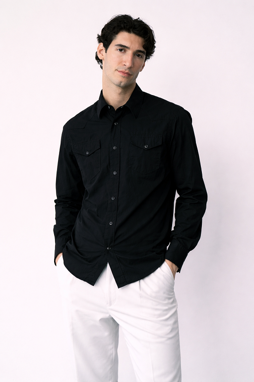 ALESSANDRO GHERARDI - Camasa model West, din 100% bumbac, negru.