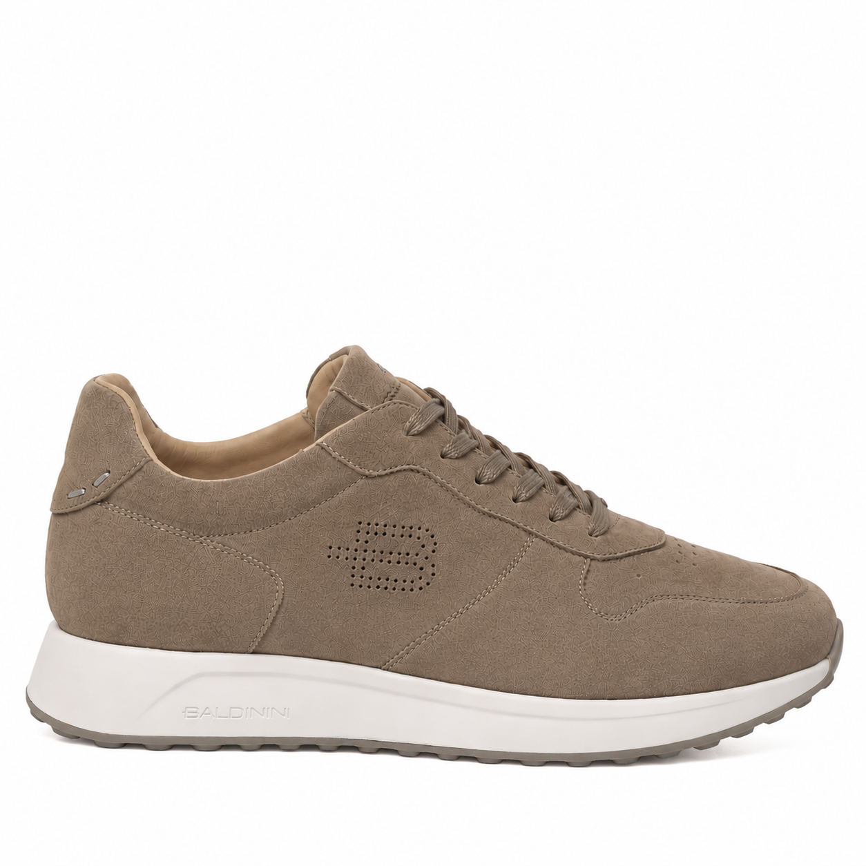 BALDININI - Sneakers din piele intoarsa, cu siret, bej.