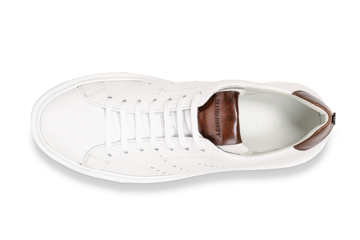 Barrett - Sneaker din piele naturala alba cu detalii maro