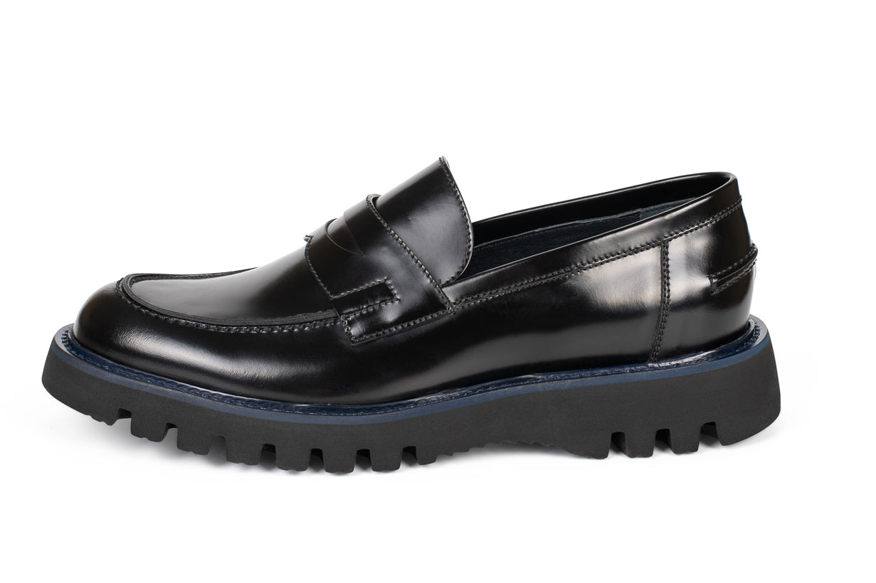 Blu Barrett - Bastia-007.10 Pantofi din piele naturala tip loafer cu talpa over-size si detaliu albastru
