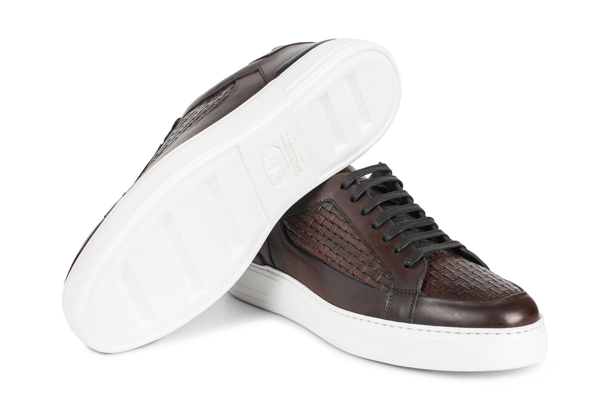 Barrett - Sneaker din piele naturala maro cu model din piele impletita
