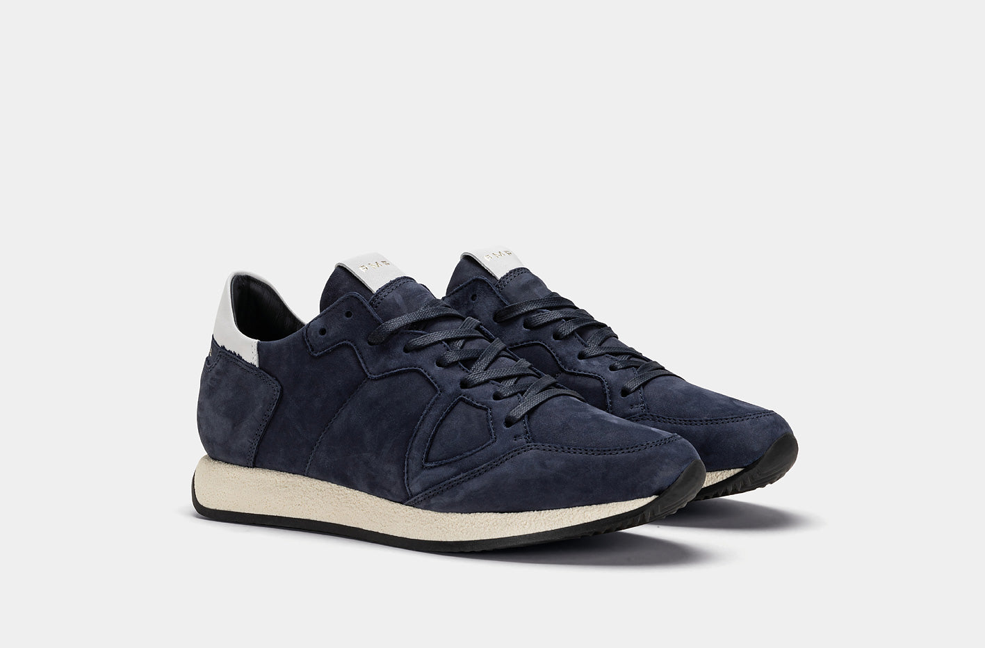 Philippe Model - Sneakers navy vintage - combinatie de piele intoarsa si material