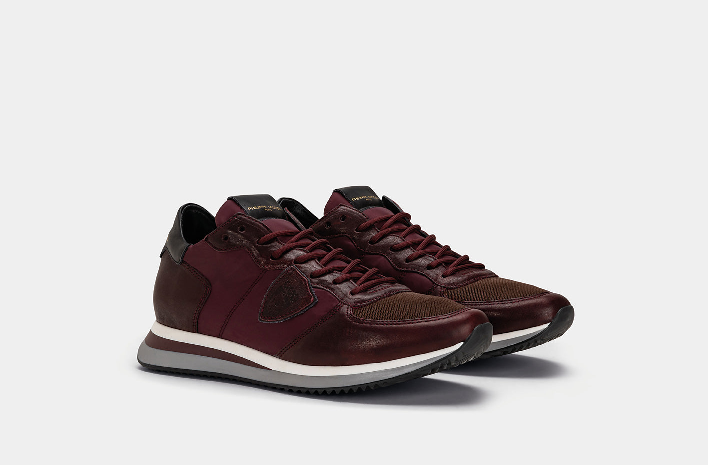 Philippe Model - Sneaker bordo vintage - combinatie de piele naturala si material